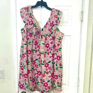 ARULA Floral Sleeveless Dress with Ruffle Detail